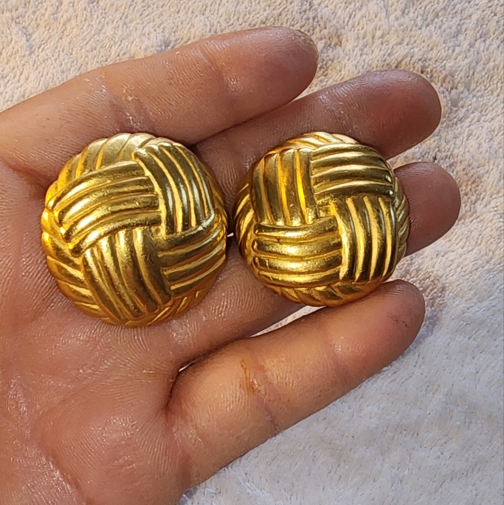 Carolee Vintage Gold-Tone Woven Knot Clip-On Earrings